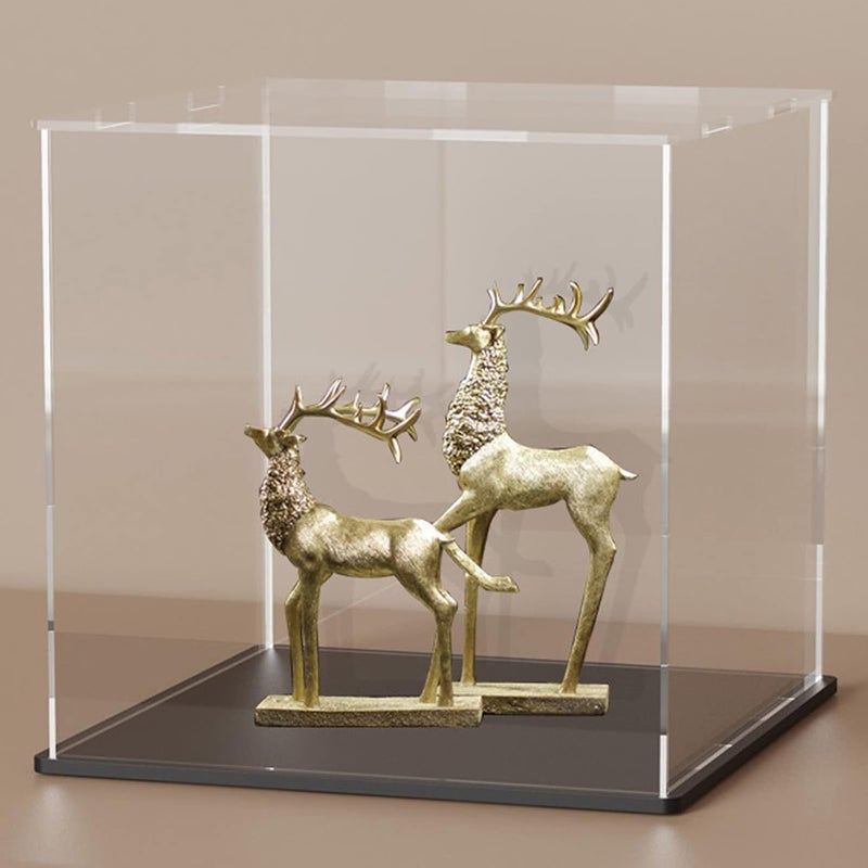 SVENJBB Acrylic Display Case, 6x6x6 Inch Cube Acrylic Boxes for Display, Clear Display Cases with Matte Black Base and Lid for Collectibles and Figures - Image 1